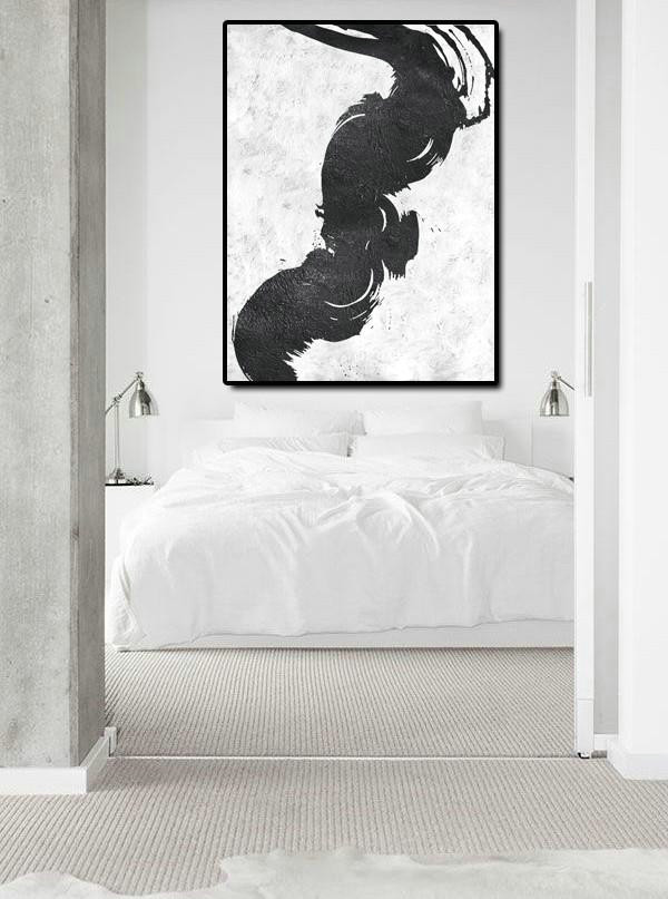 Contemporary Art Acrylic Painting,Black And White Minimal Painting On Canvas - Multicolor Abstract Painting